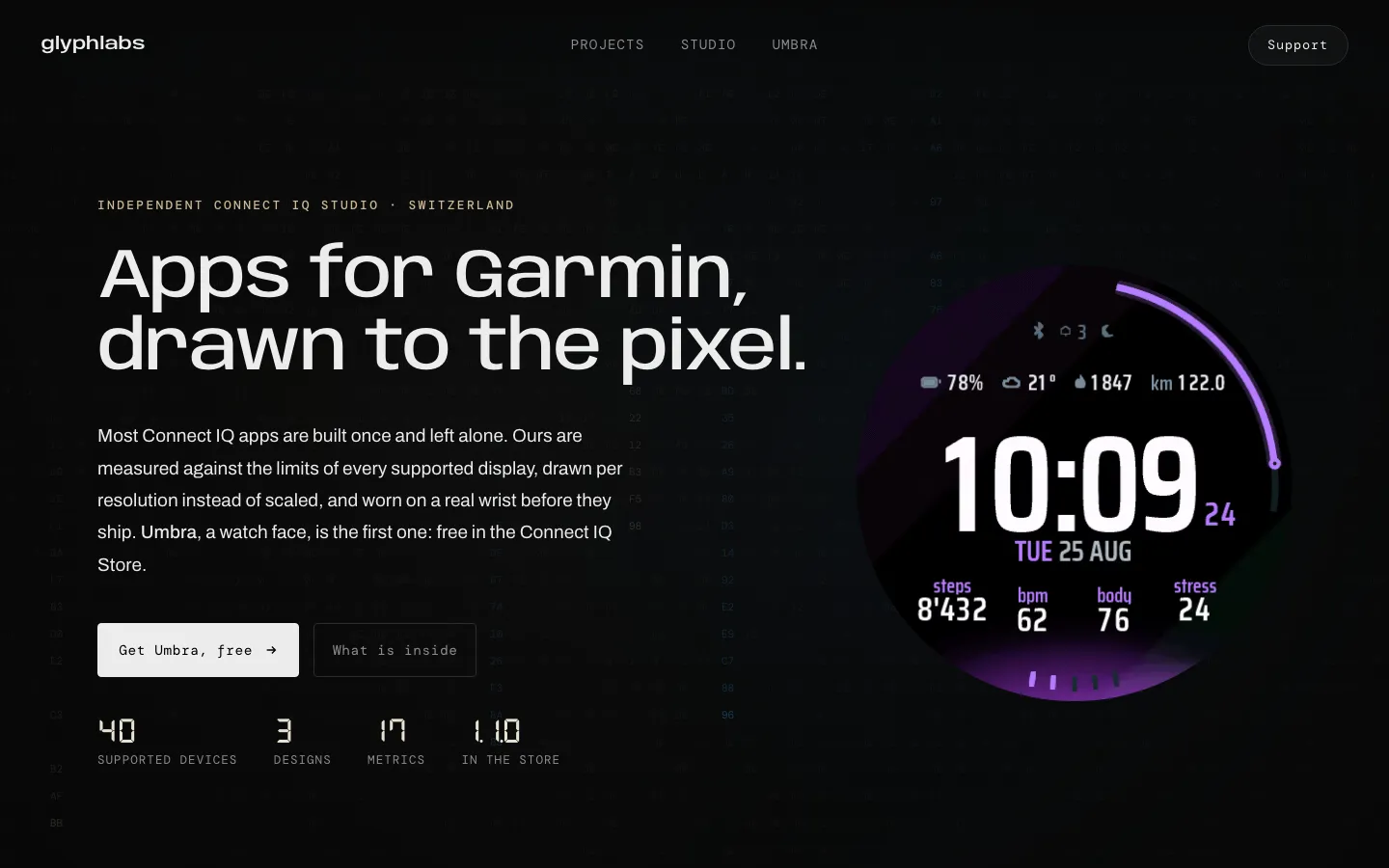 glyphlabs, opening section of the website