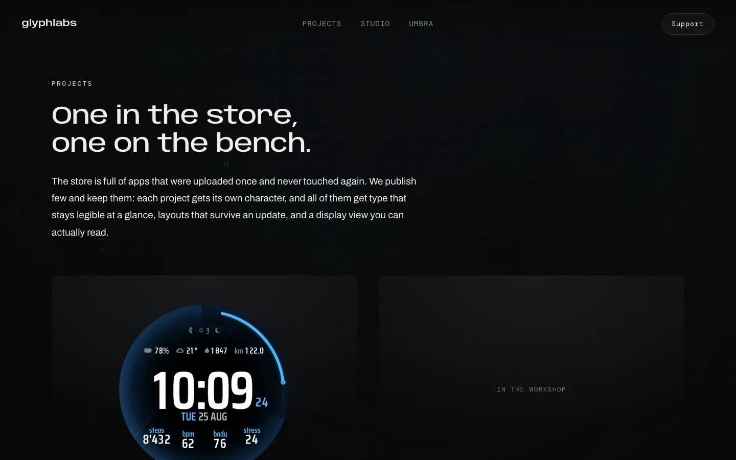 glyphlabs, section of the website